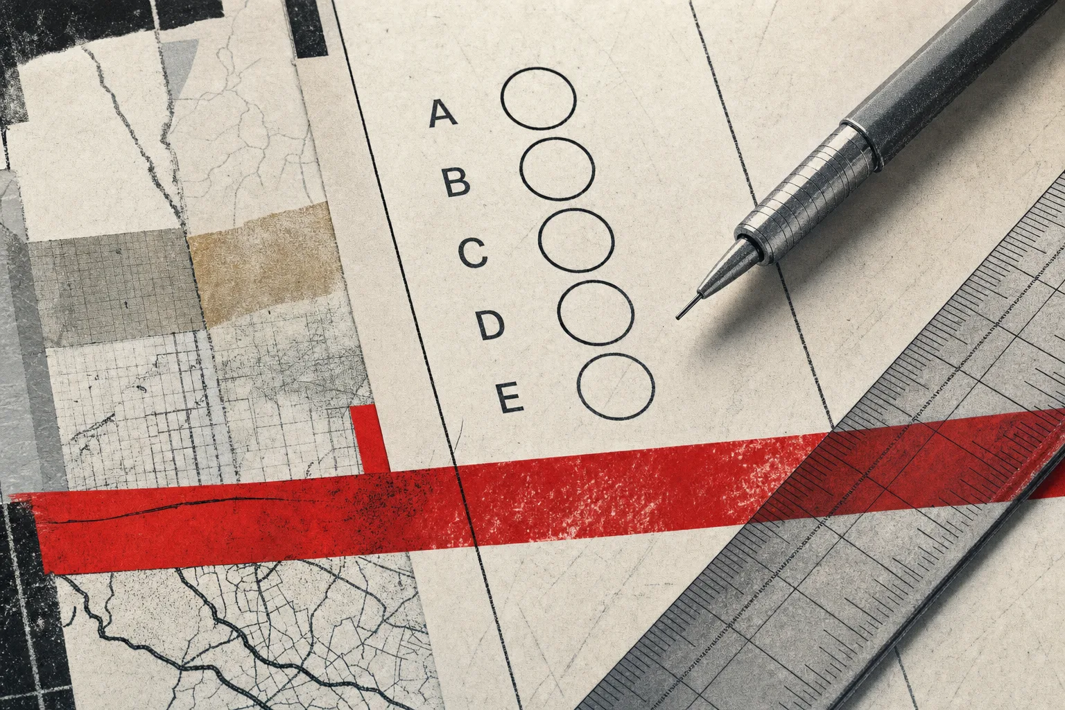 Folha editorial de respostas com alternativas A a E e linha crítica de pontuação, vinculada à prova objetiva histórica
